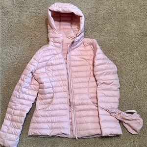 Lululemon, pack it down jacket, blush pink, size 8. Worn once!